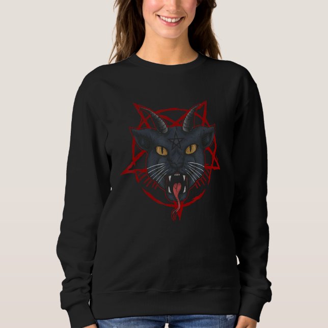 Cat Lover Occult Satanic Satan Devil Satanicat Sweatshirt (Front)