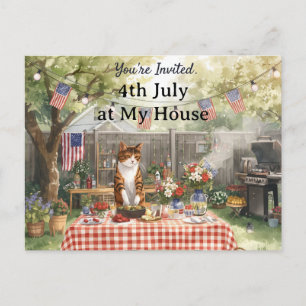 CAT Lover Party 4th July Independence Day  Holiday Postcard