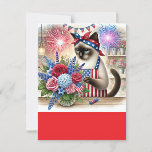 CAT Lover Party 4th July Independence Day  Postcard