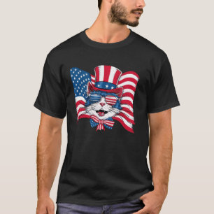 Cat Lover Patriotic Usa Flag Memorial Day 4th Of J T-Shirt