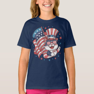 Cat Lover Patriotic Usa Flag Memorial Day T-Shirt