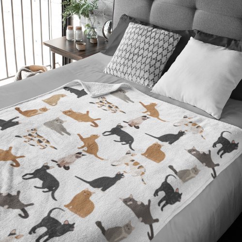 Cat Lover Patten Fun Print Fleece Blanket
