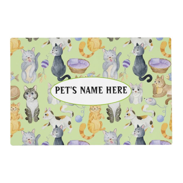 Cat lover personalized pet placemat (Front)