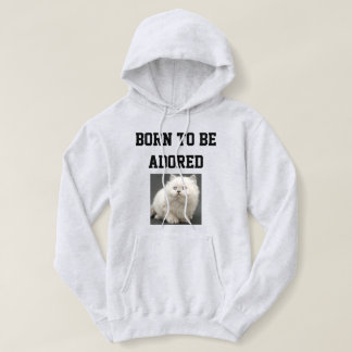 Cat lover Personalized Text And Cute Pet Photo Ash Hoodie