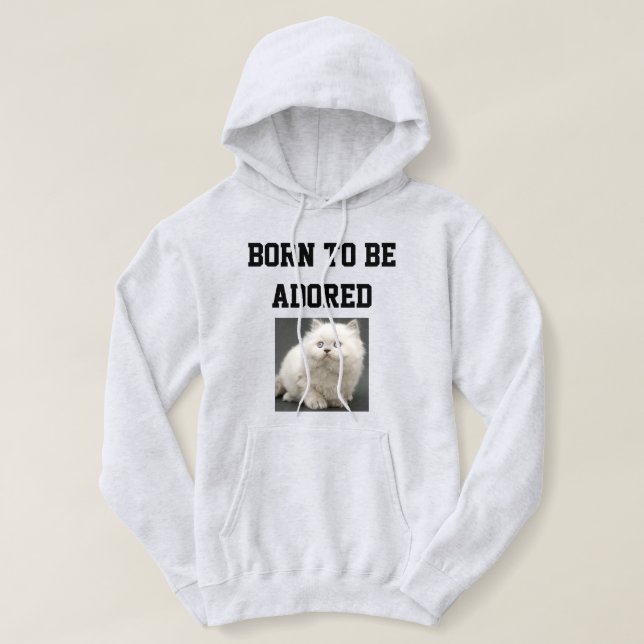 Cat lover Personalized Text And Cute Pet Photo Ash Hoodie (Design Front)