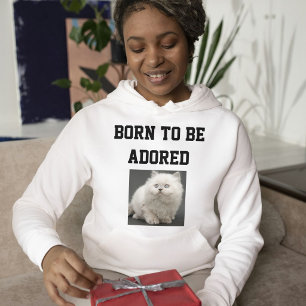 Cat lover Personalized Text And Cute Pet Photo Ash Hoodie