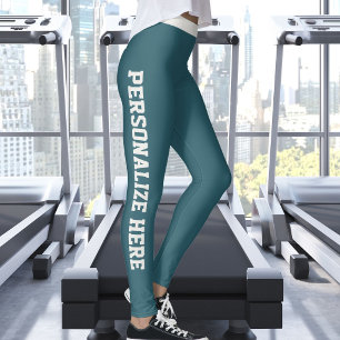 Cat Lover Pet Mom Dark Teal Neutral Personalized Leggings