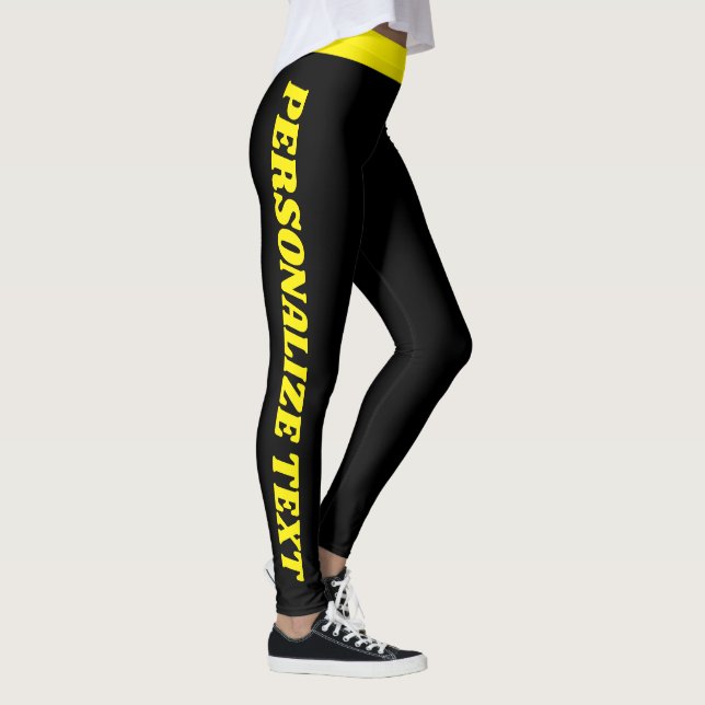Cat Lover Pet Mom Yellow Black Pattern Custom Made Leggings (Right)