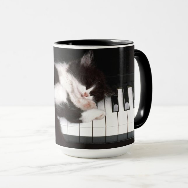 Cat Lover Piano Keys Mug (Front Right)