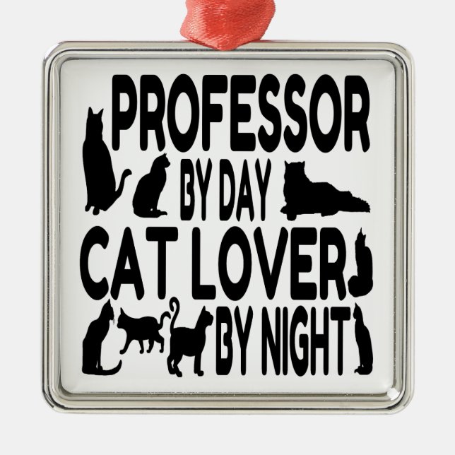 Cat Lover Professor Metal Ornament (Front)