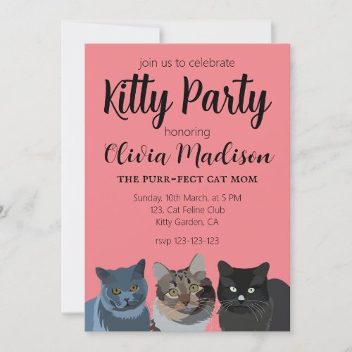 Cat Lover Purrfect Cat Mom Kitty Party Invitation