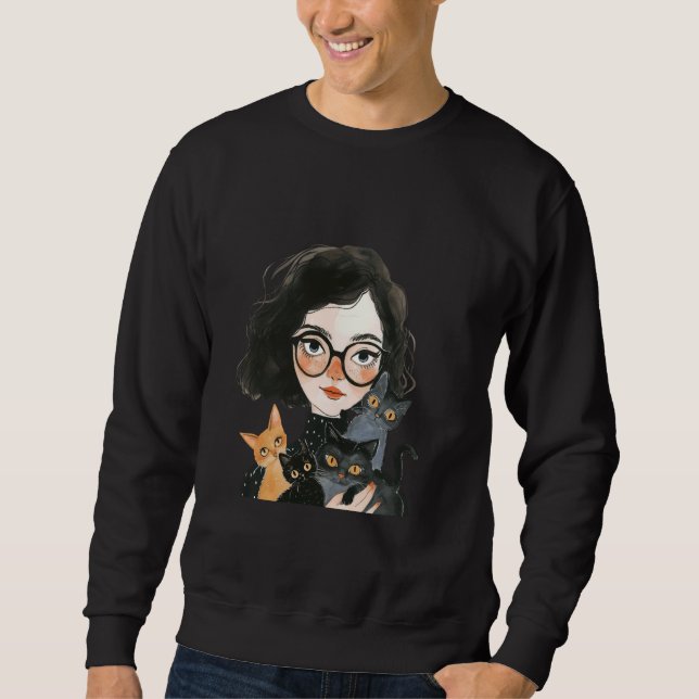 Cat lover quotes cat lady sweatshirt (Front)