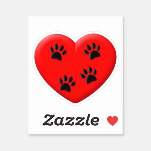 Cat Lover Red Heart And Paws Classic Sticker