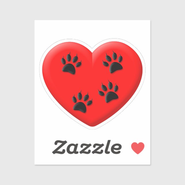 Cat Lover Red Heart And Paws Classic Sticker (Sheet)