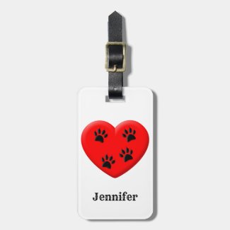 Cat Lover Red Heart And Paws Custom Name