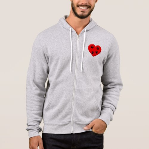 Cat Lover Red Heart And Paws Hoodie