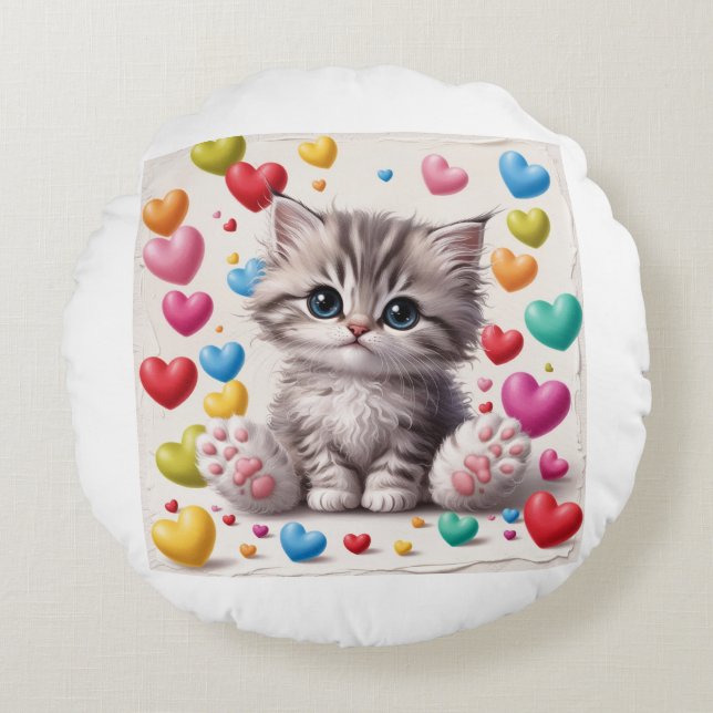 cat lover  round pillow (Front)