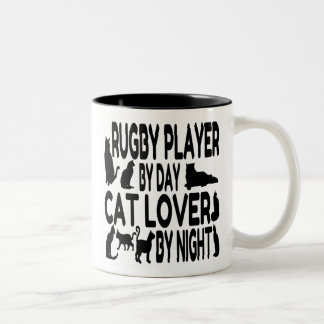 Cat Lover Rugby Player Two-Tone Coffee Mug