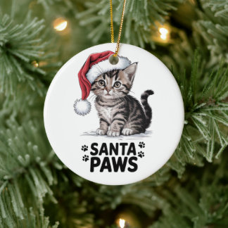 Cat Lover - Santa Paws Ceramic Ornament
