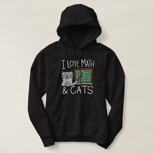 Cat Lover Shirt, I Love Math And Cats Shirt, Math  Hoodie (Design Front)