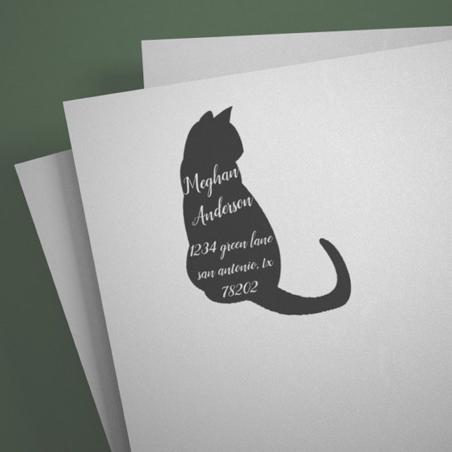 Cat Lover Simple Black Cat Return Address Stamp (Creator Uploaded)