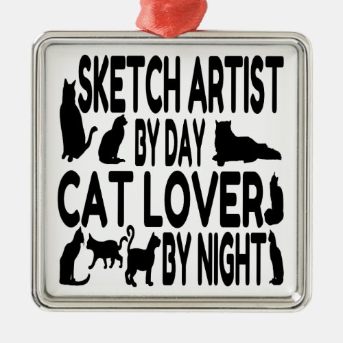 Cat Lover Sketch Artist Metal Ornament