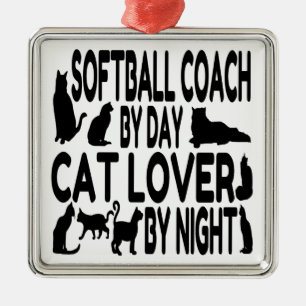Cat Lover Softball Coach Metal Ornament