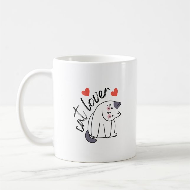 Cat Lover T-Shirt Coffee Mug (Left)