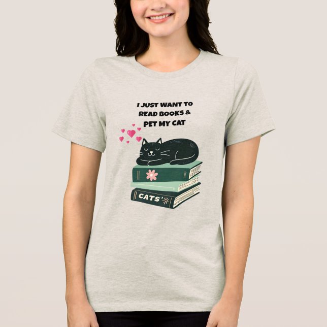 Cat Lover T-Shirt, Read Books Shirt, Cat Shirt (Front)