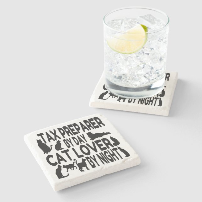 Cat Lover Tax Preparer Stone Coaster (Side)