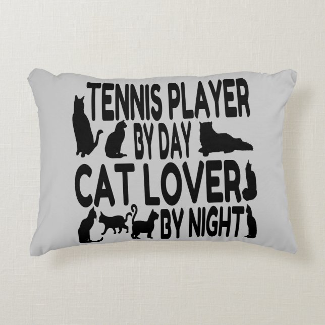 Cat Lover Tennis Player Accent Pillow (Front)