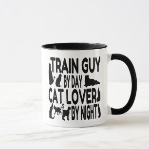 Cat Lover Train Guy Mug