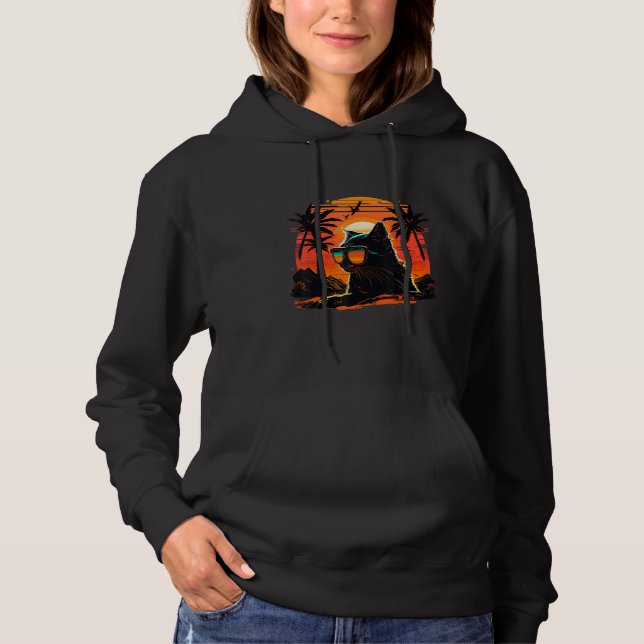 Cat Lover Vacation Design Cat In Sunglasses On Sun Hoodie (Front)