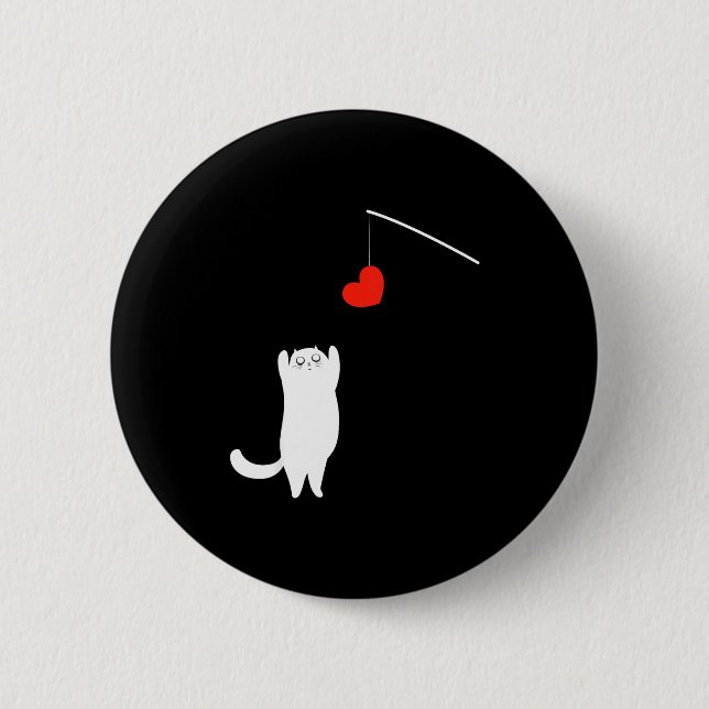 Cat Lover Valentine's Day Animal Affection Love Fu Button (Front)