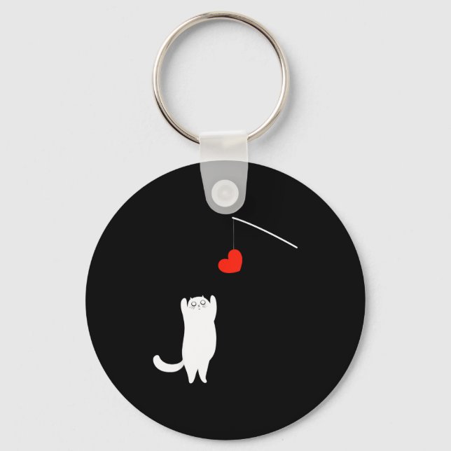Cat Lover Valentine's Day Animal Affection Love Fu Keychain (Front)
