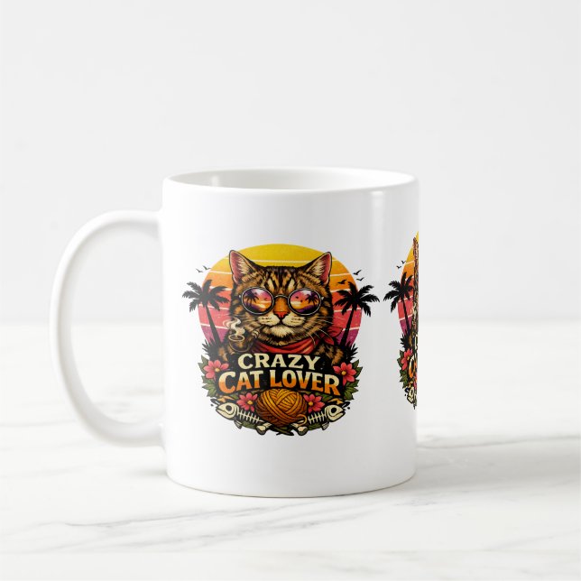 Cat Lover Vibes – Cute Cat Design . Coffee Mug (Left)