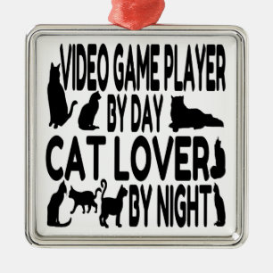 Cat Lover Video Game Player Metal Ornament