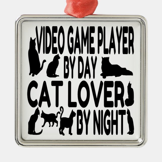 Cat Lover Video Game Player Metal Ornament (Front)