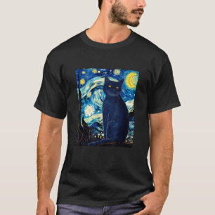 Cat Lover Vincent Van Gogh Inspired Starry Night T-Shirt