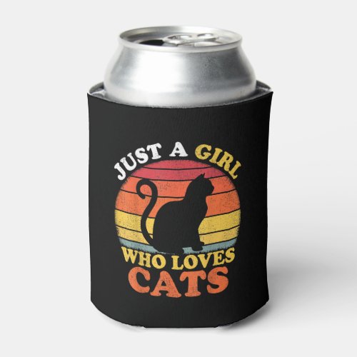 Cat Lover Vintage Just A Girl Who Loves Cats Can Cooler