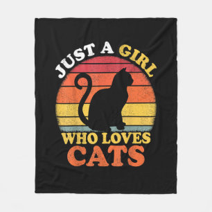 Cat Lover Vintage Just A Girl Who Loves Cats Fleece Blanket