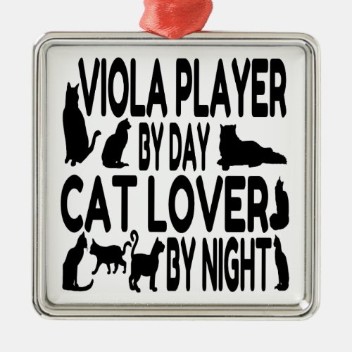 Cat Lover Viola Player Metal Ornament
