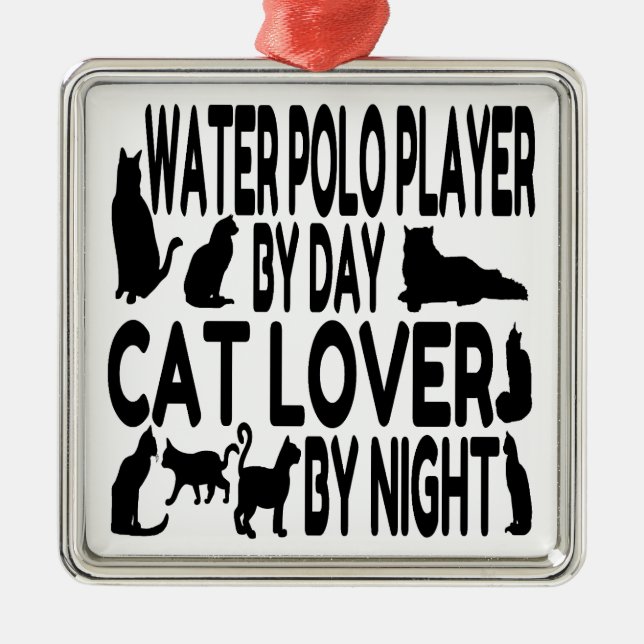 Cat Lover Water Polo Player Metal Ornament (Front)