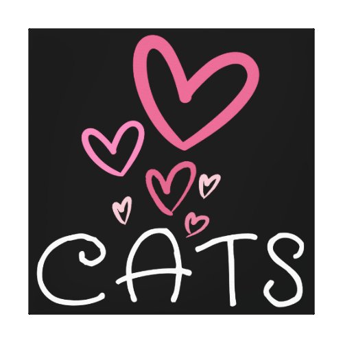 Cat Lover With Pink Lovehearts Canvas Print