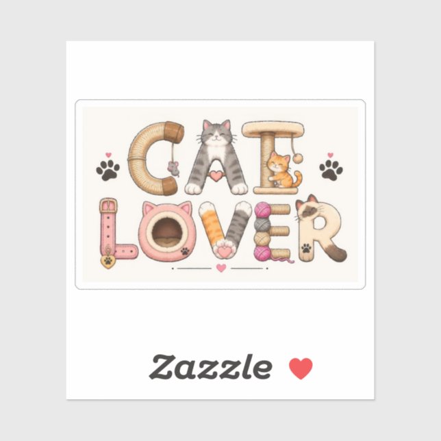 Cat Lover Word Art Sticker (Sheet)