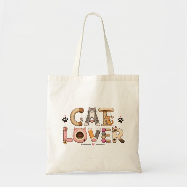 Cat Lover Word Art Tote Bag (Front)