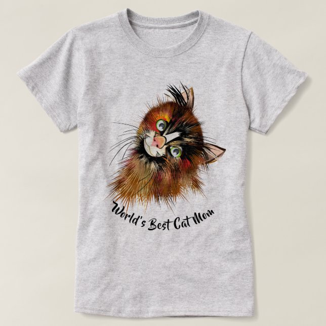 CAT LOVER  | World's Best Cat Mom  T-Shirt (Design Front)