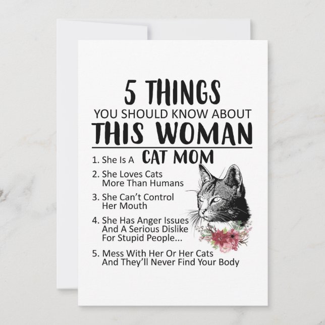 Cat Lover You Should Know About Cat Mom Thank You Card (Front)