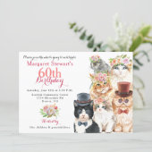 Cat Lovers 60th Birthday Invite Cat Characters (Standing Front)