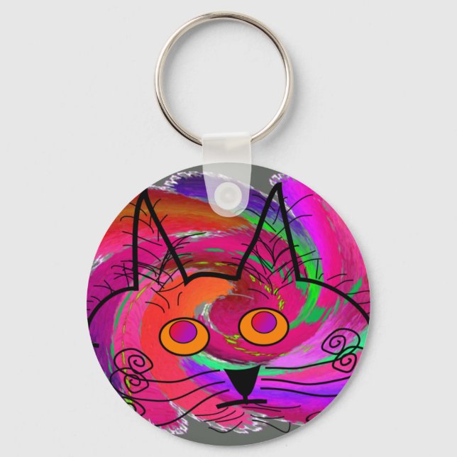 Cat Lovers abstract art gifts Keychain (Front)
